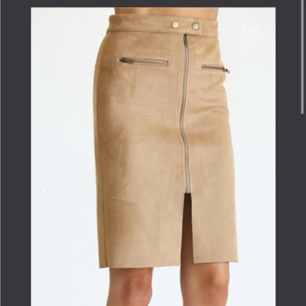 Fate Faux Brown Suede Skirt Zipper Knee Length Size Medium